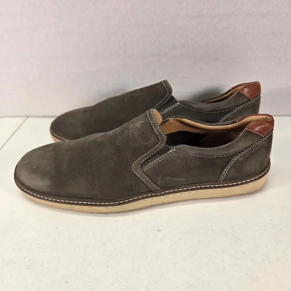 J&M Brown Leather Slip On Loafers Casual Comfort Shoes Mens 11M NWOT